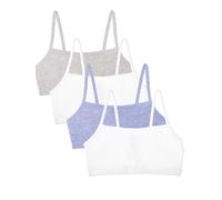 Fruit of the Loom Spaghetti Strap Cotton Sports Bra Soutien-Gorge, Gris Chiné/Blanc/Bleu/Bleu Chiné, 2 (Lot de 4) Femme