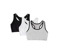 Fruit of the Loom Soutien-Gorge de Sport Style débardeur en Coton, Gris avec Noir/Blanc/Noir, 36 (Lot de 3) Femme