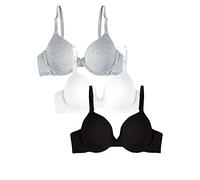 Fruit of the Loom Soutien-Gorge de T-Shirt, Opaque, Noir/Blanc/Gris chiné, 110C (Lot de 3) Femme