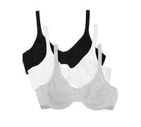 Fruit of the Loom Soutien-Gorge en Coton Stretch Extrêmement Confortable Shirt, Opaque, Noir/Blanc/Gris chiné, 95B (Lot de 3) Femme