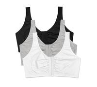Fruit of the Loom Soutiens-Gorge de Sport à Fermeture Frontale Coussins, Opaque, Noir/Blanc/Gris chiné, Lot de 3, 125 Femme