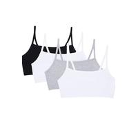 Fruit of the Loom Sport-BH mit Spaghettiträgern, Baumwolle, Vorteilspack Soutien-Gorge, Noir/Blanc/Blanc/Gris chiné, 42 (Lot de 4) Femme