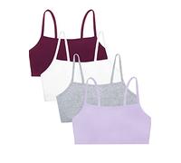Fruit of the Loom Spaghetti Strap Cotton Pullover Sports Bra Value Pack Soutien-Gorge, Opaque, Violet/Blanc/Lilas/Gris, 110 (Lot de 4) Femme