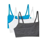 Fruit of the Loom Spaghetti Straps Cotton Pull on 3 Pack Sports Bra in Fashionable Colours Soutien-Gorge, Opaque, Anthracite chiné/Blanc/Isazure, 64 (Lot de 3) Femme