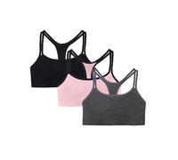 Fruit of the Loom Spaghetti Strap Cotton Pull Over 3 Pack Sports Bra in Fashion Colors Soutien-Gorge, Opaque, Rose Blush avec Noir/Anthracite/Noir, 66 (Lot de 3) Femme