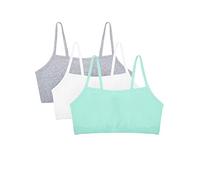 Fruit of the Loom Spaghetti Strap Cotton Sports Bra-All-Day Comfort Soutien-Gorge, Opaque, Éclat de Menthe/Blanc/Gris chiné, 46 cm (Lot de 3) Femme