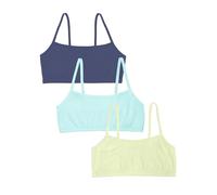 Fruit of the Loom Spaghetti Strap Cotton Pull Over Sports Bra Soutien-Gorge, Opaque, Lentilles/Bleu Aruba/Bleu néerlandais, 40 (Lot de 3) Femmes