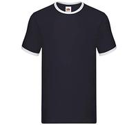 Fruit of the Loom - SS040M - T-Shirt - Homme - Bleu (Bleu marine/blanc) - Taille: XL