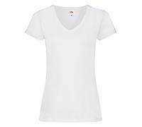 Fruit of the Loom SS047 Valueweight T-shirt col en V pour femme - Blanc - Taille Unique