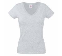 Fruit of the Loom SS047 Valueweight T-shirt col en V pour femme - Gris - Taille Unique