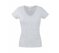 Fruit of the Loom SS047 Valueweight T-shirt col en V pour femme - Gris - Taille Unique