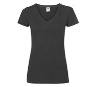 Fruit of the Loom SS047 Valueweight T-shirt col en V pour femme - Noir - Taille Unique