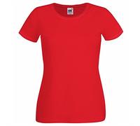 Fruit of the Loom - Ss129m - T-Shirt - - - - Manches Courtes - Femme - Rouge - Rouge - XL (Taille fabricant: 16)
