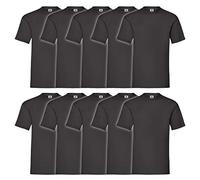 Fruit of the Loom Super Premium Short Sleeve T-Shirt, Noir, XL (Lot de 10) Homme