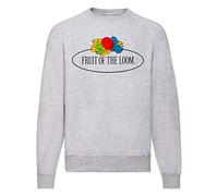 Fruit of the Loom Sweat raglan classique avec logo vintage sur la poitrine, Gris chiné, grand logo vintage, XL