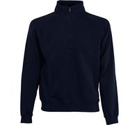 Fruit of the Loom Zip Neck Sweat Shirt, Bleu (Deep Navy 202), Large Homme