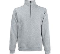 Fruit of the Loom Zip Neck Sweat Shirt, Gris (Heather Grey 123), X-Large Homme