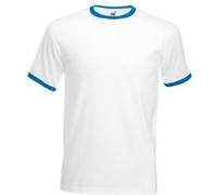 Fruit Of The Loom -T-shirt à manches courtes - Homme (S) (Blanc/ Bleu roi) - UTBC342 Blanc/ Bleu Roi, Blanc/Bleu roi G