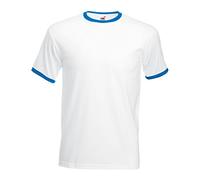 Fruit of the Loom T-Shirt à Manches Courtes pour Homme (L) (Blanc/Bleu Roi)