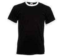 Fruit of the Loom T-Shirt à Manches Courtes pour Homme (L) (Noir/Blanc)
