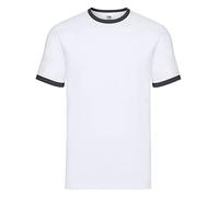 Fruit of the Loom T-Shirt à Manches Courtes pour Homme (M) (Blanc/Noir)