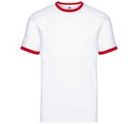 Fruit of the Loom T-Shirt à Manches Courtes pour Homme (M) (Blanc/Rouge)