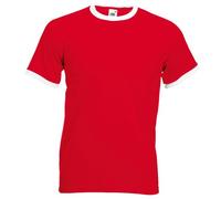 Fruit of the Loom T-Shirt à Manches Courtes pour Homme (M) (Rouge/Blanc)