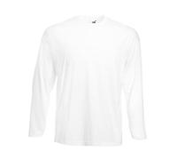 Fruit of the Loom T-shirt à manches longues et col rond pour homme, blanc, XXL