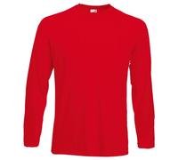 Fruit Of The Loom T-shirt à manches longues et encolure ronde pour homme - Rouge - XX-Large