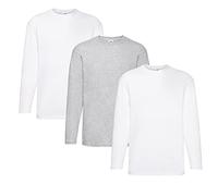 Fruit of The Loom T-Shirt à Manches Longues Valueweight pour Homme, 2 Blancs + 1 Gris + 1 Bloc-Notes, L
