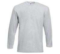 Fruit of the Loom T-shirt basique à manches longues pour homme - Qualité/Prix - Gris - XXXXL