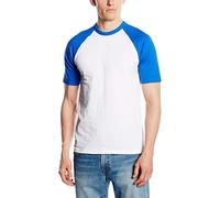 Fruit of the Loom T-Shirt de Baseball à Manches Courtes pour Homme (XL) (Blanc/Bleu Royal)