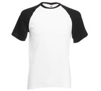 Fruit of the Loom T-Shirt de Baseball à Manches Courtes pour Homme (XL) (Blanc/Noir)