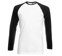 Fruit of the Loom T-shirt de baseball à manches longues - Blanc - X-Large