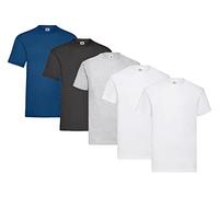 Fruit of the Loom T-shirt en Coton, 2x Weiss, Grau, Schwarz, Navy, Hl Kauf Block, XXXXL