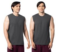 Fruit of the Loom Eversoft T-Shirt sans Manches en Coton, débardeurs, évacuation de l'humidité et Respirant, Tailles S-4X Tricot, Muscle-Lot de 2-Noir chiné, Homme
