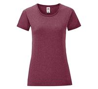 Fruit of the Loom - T-Shirt Manches Courtes Iconic - Femme (L) (Bordeaux chiné)