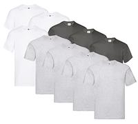 Fruit of the Loom T-shirt original pour homme (lot de 10), 4 x gris + 3 x blanc + 3 x graphite + 1 bloc-notes Hl achat, L