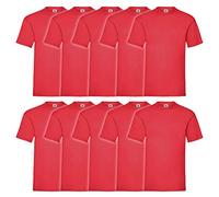 Fruit of The Loom T-Shirt Original pour Homme (Lot de 10), Rouge, M