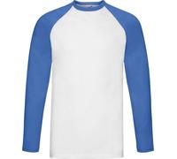 Fruit of the Loom - T-shirt pour homme - Baseball Manches Longues RW9894 (M) (Blanc/Bleu royal)