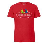 Fruit of the Loom T-shirt Ringspun de qualité supérieure avec logo vintage sur la poitrine, Rouge - Grand logo vintage, L