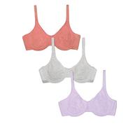 Fruit of the Loom Unlined Underwire Bra-Cotton & Spandex Blend for Natural Shape and Flexibility Soutien-Gorge à Couverture Totale, Opaque, Desert Dusk/Grey/Lilac Whisper, 105D (Lot de 3) Femmes