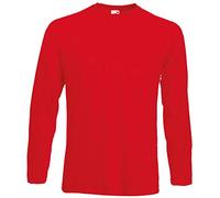Fruit of the Loom Valueweight Long Sleeve Top de Sport, Rouge, S Homme