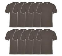 Fruit of the Loom Valueweight Lot de 10 t-shirts pour homme + sac de gym MyShirt gratuit, Chocolate + Myshirt Sac de gym, S
