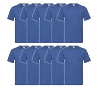 Fruit of the Loom Valueweight Lot de 10 t-shirts pour homme + sac de gym MyShirt gratuit, Rétro bleu roi chiné + sac de gym Myshirt, XL