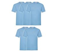 Fruit of the Loom Valueweight Lot de 5 t-shirts Valueweight S, M, L, XL, XXL, XXXL, 3XL, différents ensembles de couleurs au choix, Bleu pastel, L