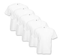 Fruit of the Loom Valueweight Lot de 5 t-shirts Valueweight S, M, L, XL, XXL, XXXL, 3XL, différents ensembles de couleurs au choix, Blanc., 4XL