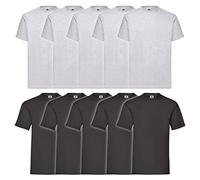 Fruit of the Loom Valueweight Short Sleeve T-Shirt, Noir/Gris chiné, XL (Lot de 10) Homme