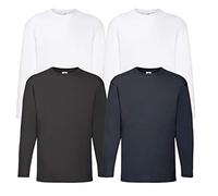 Fruit of the Loom - « Valueweight » - T-shirt à manches longues, 2 blanc 1 noir 1 bleu marine + 1 bloc-notes d'achat HL, XL