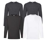 Fruit of the Loom - « Valueweight » - T-shirt à manches longues, 2d. Heather1weiss1noir + 1 bloc-notes, L